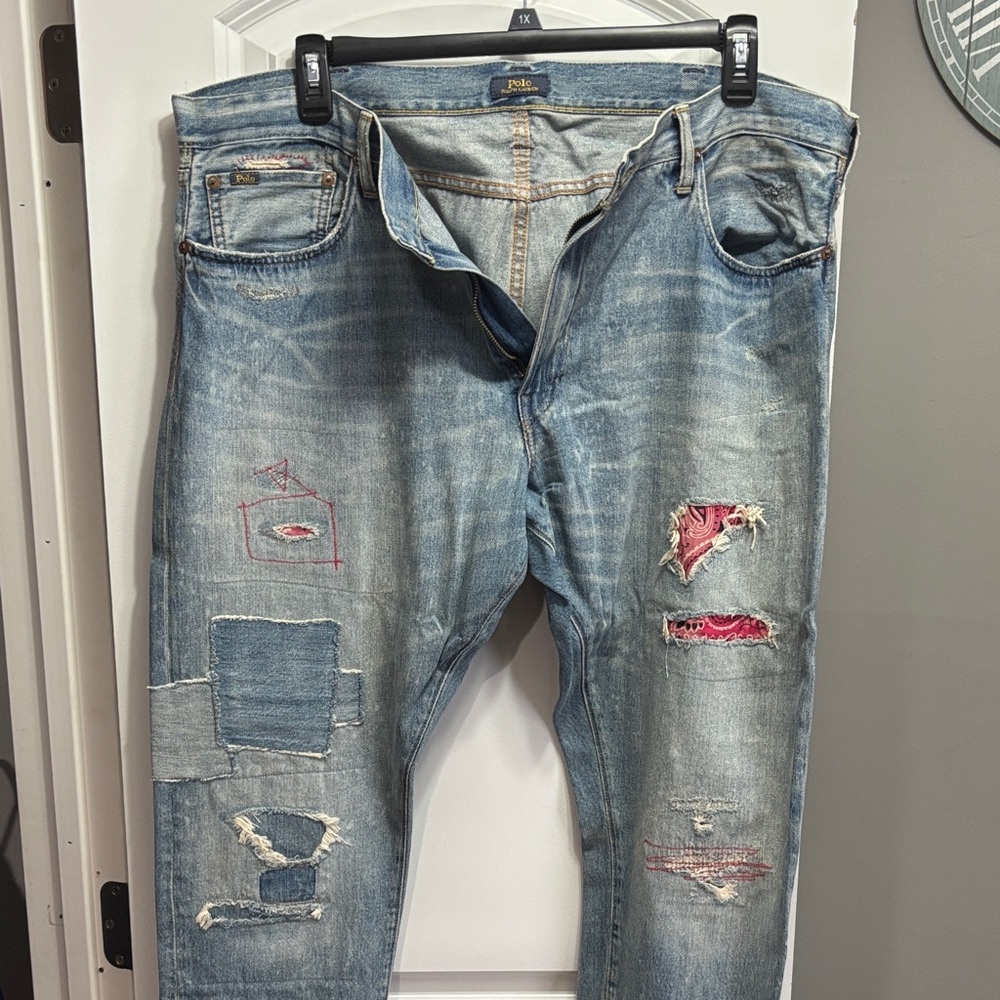 Polo Ralph Lauren men's Stylish Distressed Blue Jeans